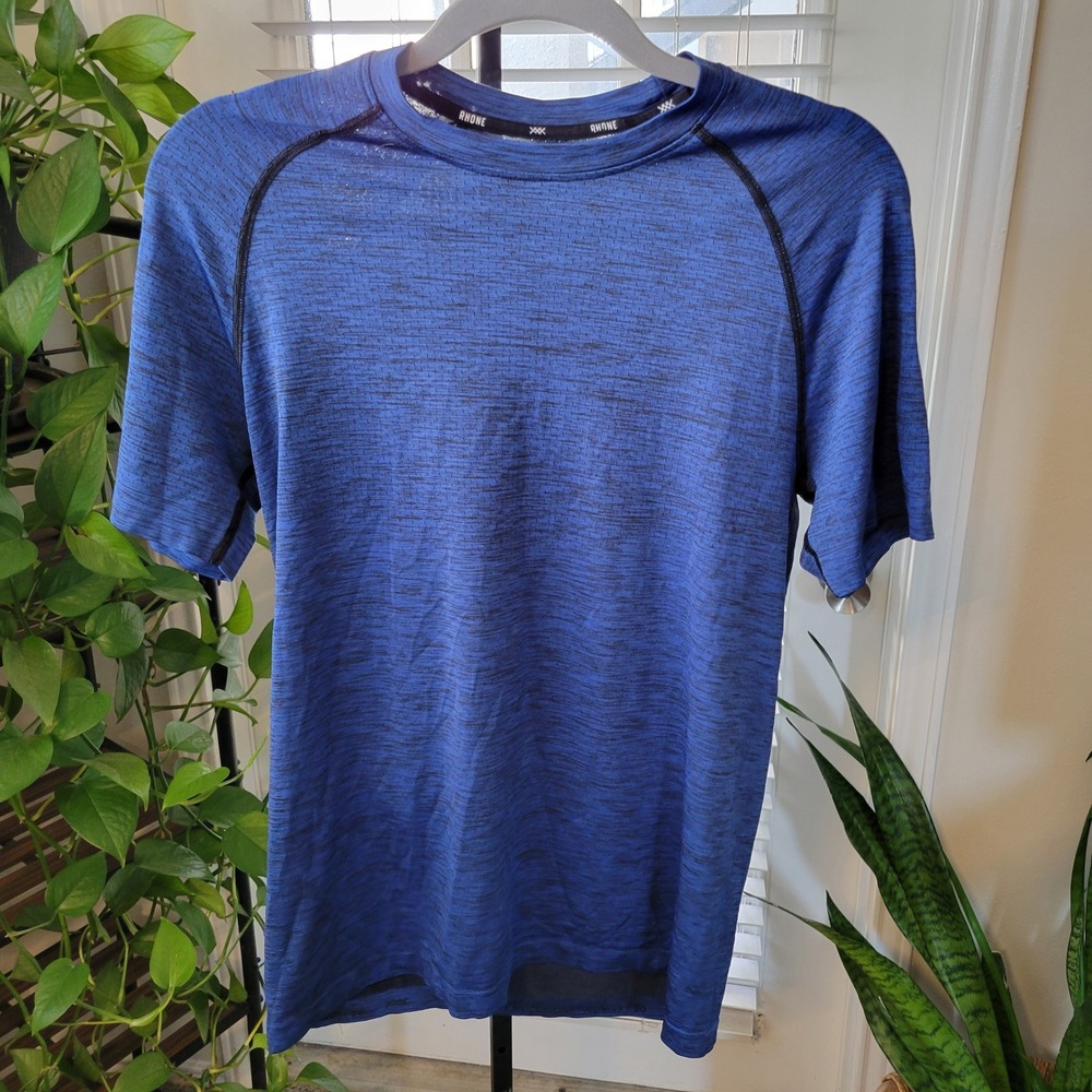 Rhone Reign Short Sleeve Training Shirt Blue Heather Space Dye Mens Small